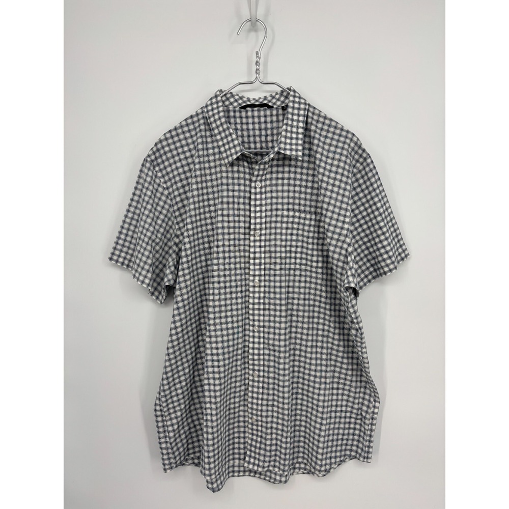 Travis Mathew Shirt Mens XXL Black White Plaid Surry Hills Button Up 2XL